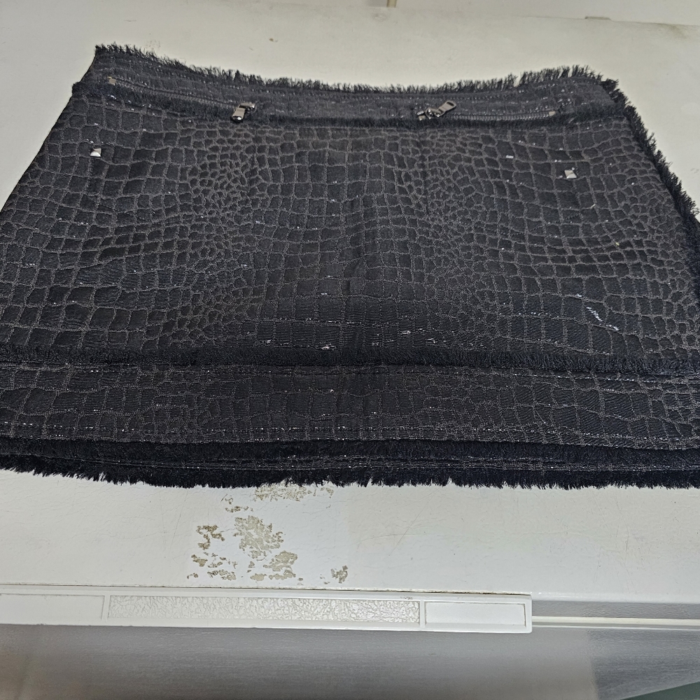 Rachel Roy- Black. Studded. Snake print mini skirt size 8